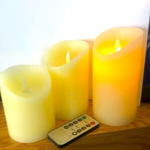 Set of 3 frameless remote controlled candles